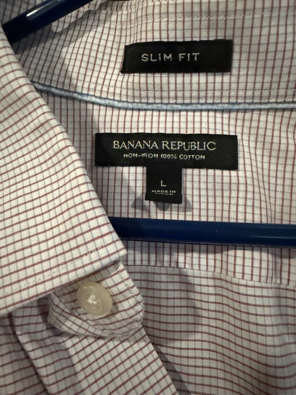Banana Republic Slim Fit Non Iron Plaid Button Down Shirt L